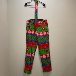 Dec 25th Christmas holiday ugly suit pants and tie Santa